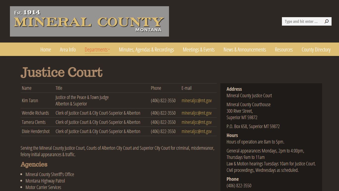 Justice Court - Mineral County MT