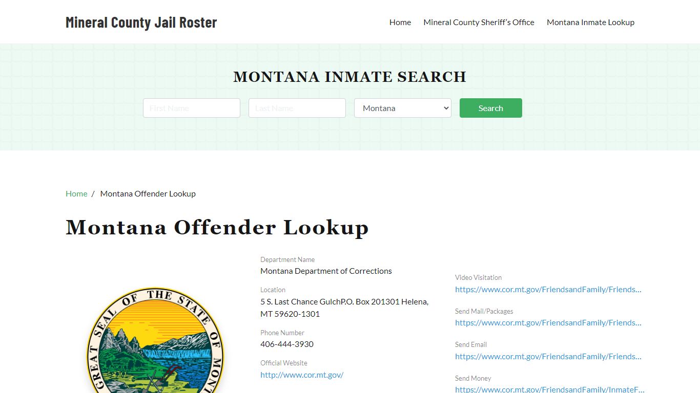 Montana Inmate Search, Jail Rosters - Mineral County Jail