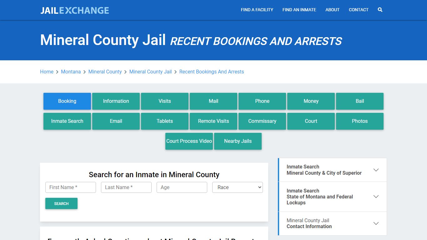 Mineral County Jail Recent Bookings And Arrests - Jail Exchange