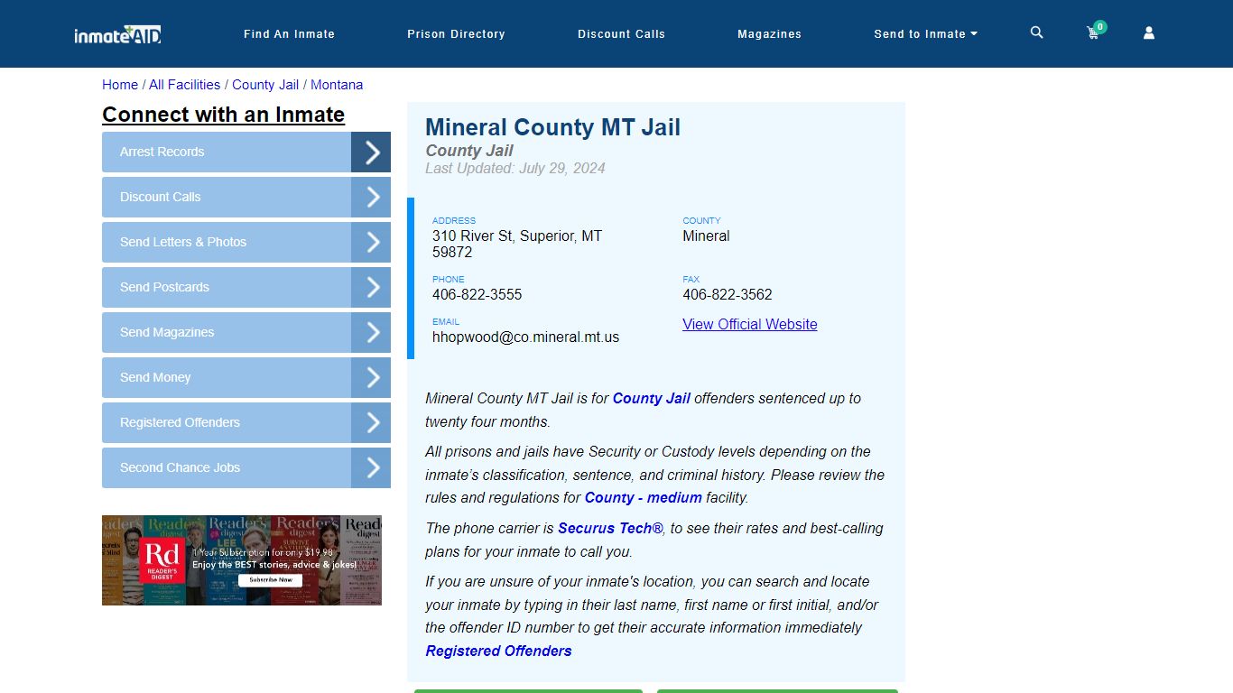 Mineral County MT Jail - Inmate Locator