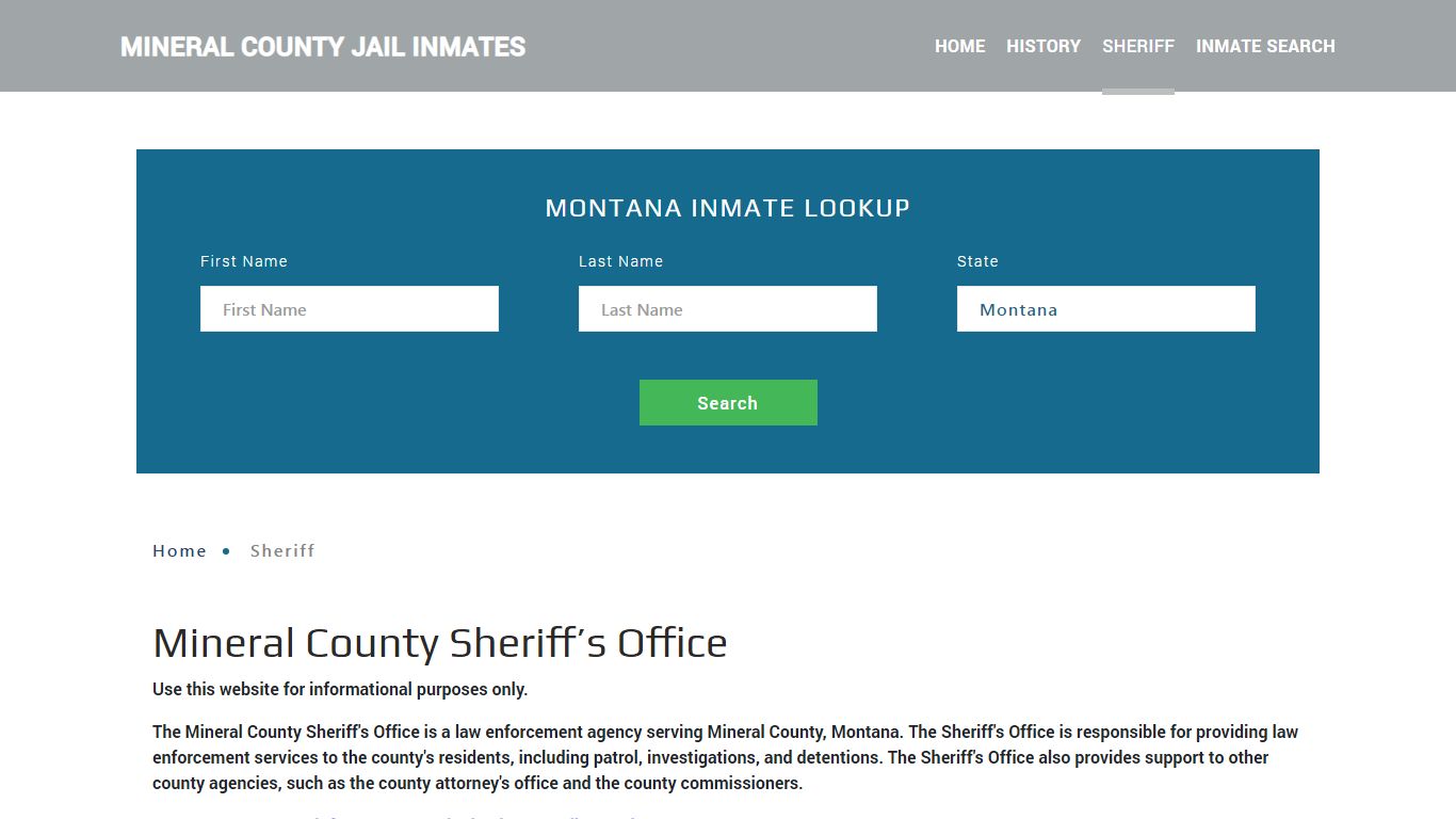 Mineral County Sheriff, MT Arrest Warrant Lookup